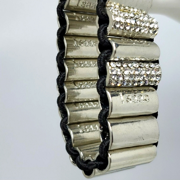 Isaac Mizrahi silver rhinestone stretch bracelet - Picture 2 of 3